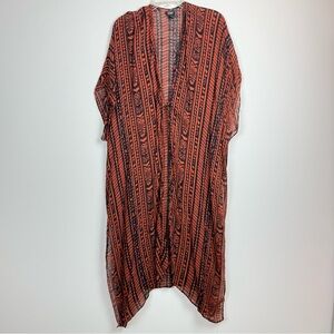 Raffle Brown & Black Swim Lightweight Stylish Cover-Up Kimono One Size